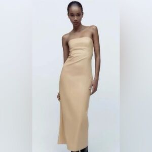 ZARA OIL STRAPLESS DRESS SIZES M L & XL